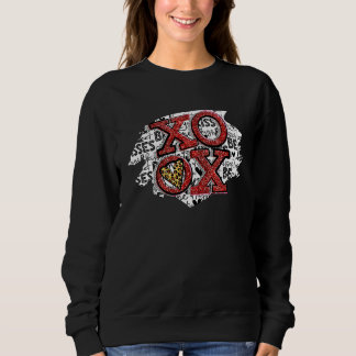 XO OX Valentines Day Leopard Heart Glitter Couple Sweatshirt