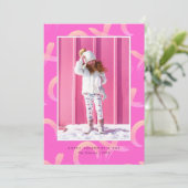 XO Pattern Neon Pink Photo Valentine's Day Card | Zazzle