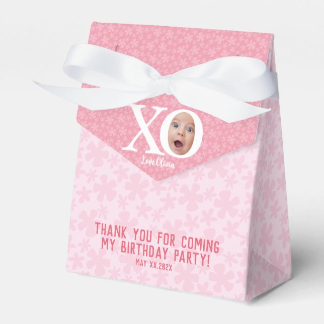 XO | Personalized funny baby face birthday party Favor Boxes (Front Side)