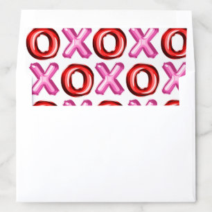 XO pink red Valentines Day themed envelope liner