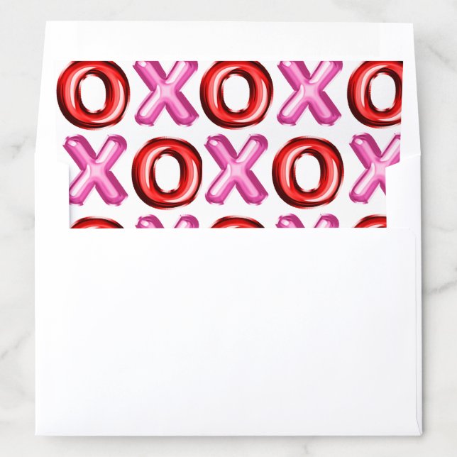 XO pink red Valentines Day themed envelope liner (In Envelope)