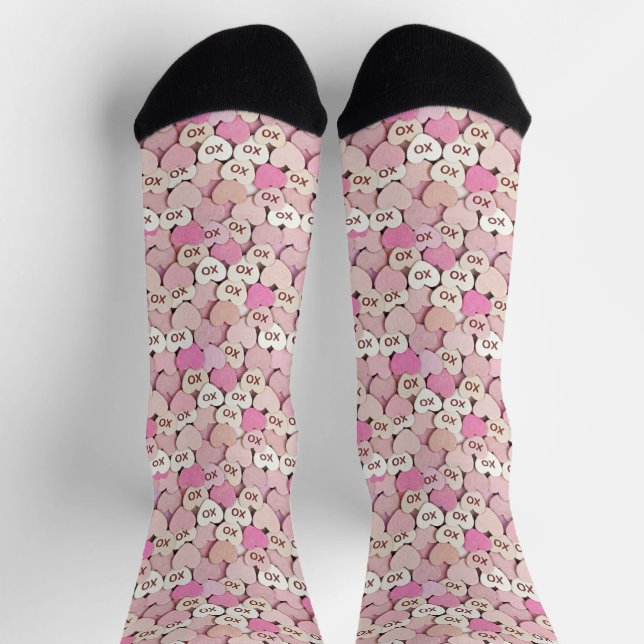 XO Romantic Heart Pattern Valentine Anniversary  Socks (Top)