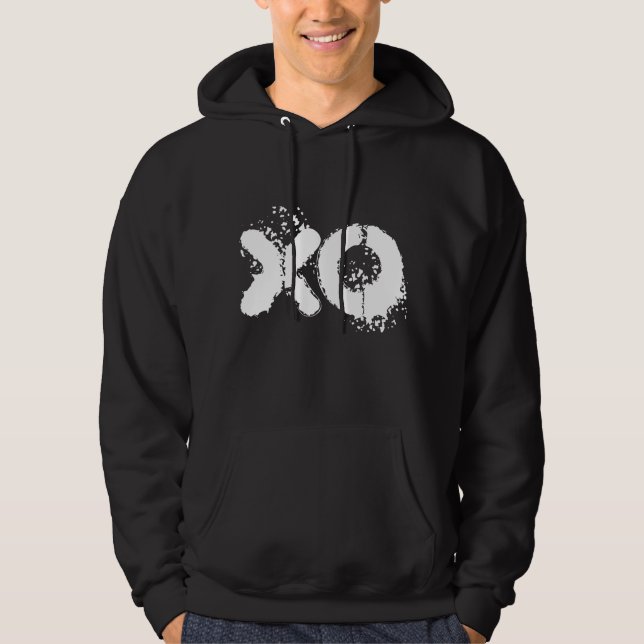 XO white text men black  Hoodie (Front)