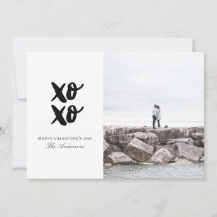 XO XO. Hugs and kisses. Black and white Valentines Holiday Card