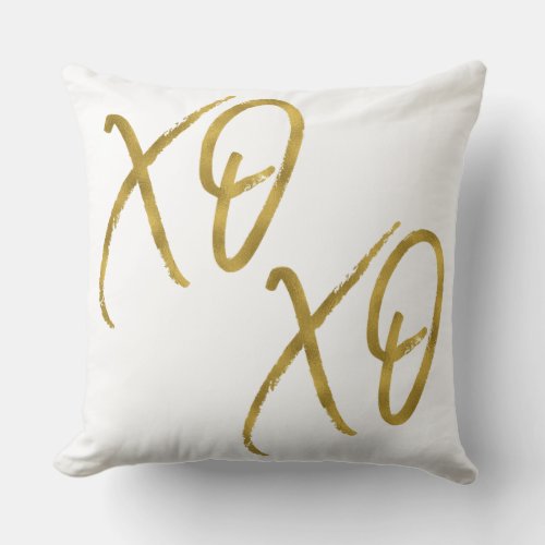 XO XO Hugs and Kisses Love Faux Gold Foil Pillow