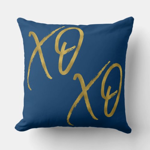 XO XO Hugs and Kisses Love Faux Gold Foil Pillow