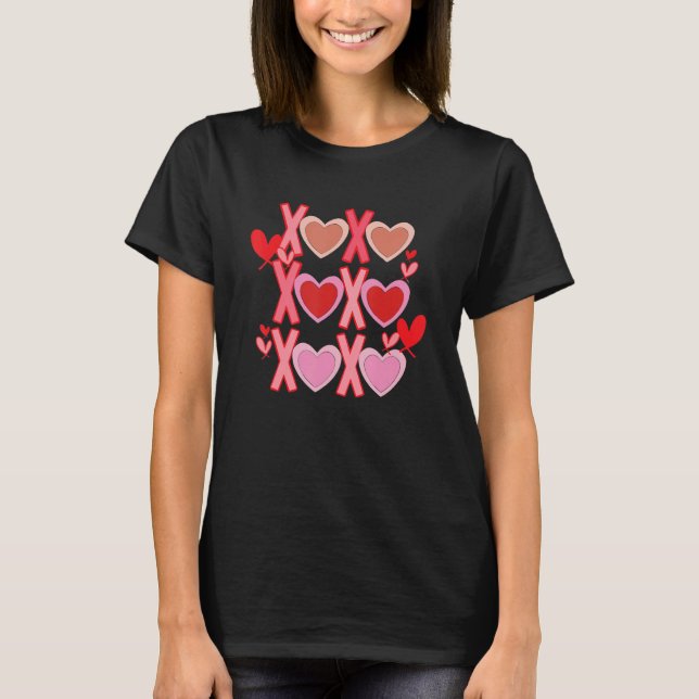 XO XO Valentine Love Heart Retro Valentines Day Ha T-Shirt (Front)