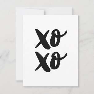 XO XO. Valentines day hugs and kisses. Black Holiday Card