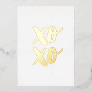 XO XO. Valentines day hugs and kisses. Gold modern Foil Holiday Card
