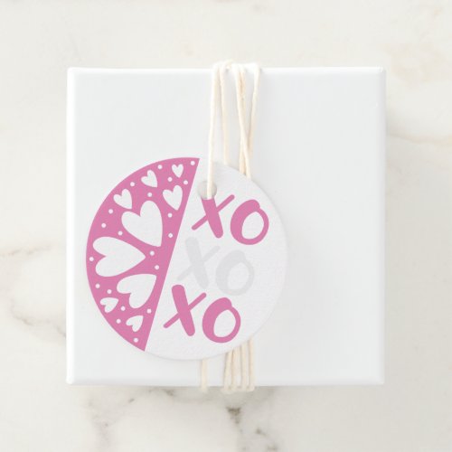 XO XO XO  Pink Hearts Valentine Favor Tags