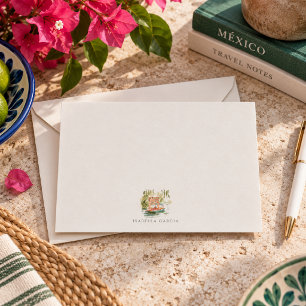 Xochimilco Watercolor Trajinera Name Stationery Note Card