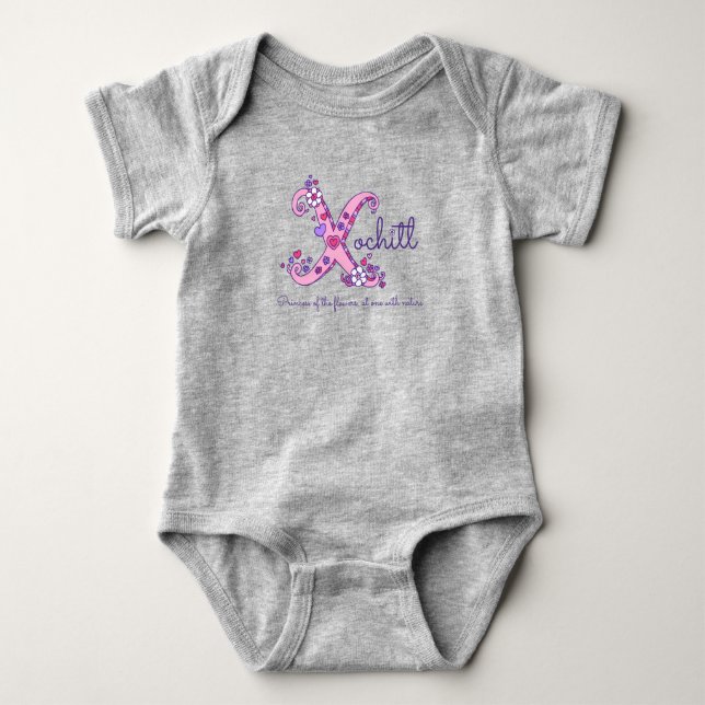 Xochitl girls X name meaning monogram kids shirt (Front)