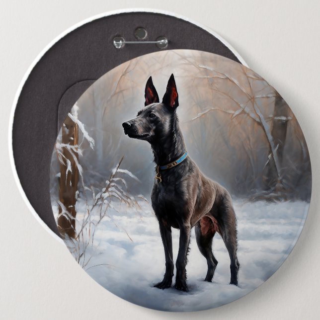 Xoloitzcuintli Let It Snow Christmas Button (Front & Back)