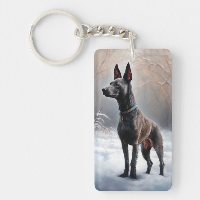 Xoloitzcuintli Let It Snow Christmas Keychain (Front)