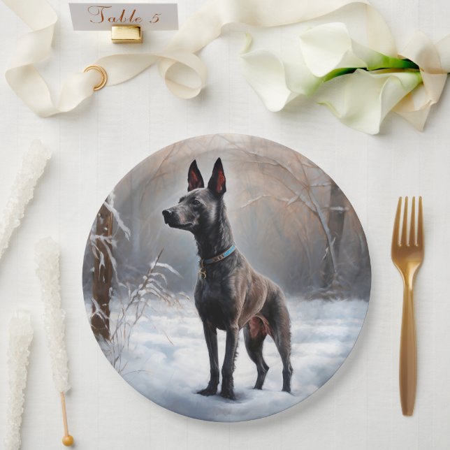 Xoloitzcuintli Let It Snow Christmas Paper Plates (Wedding)
