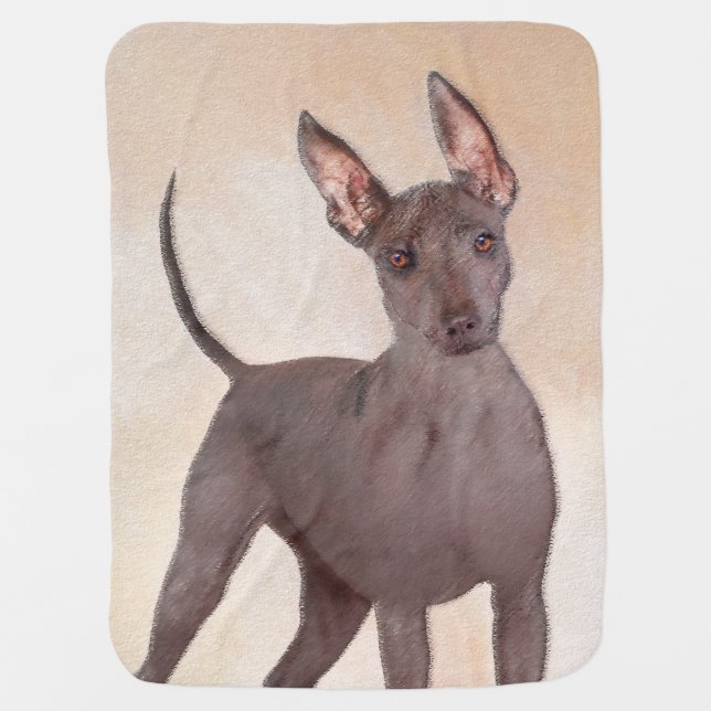 Xoloitzcuintli Painting - Cute Original Dog Art Baby Blanket (Front)