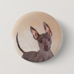 Xoloitzcuintli Painting - Cute Original Dog Art Button