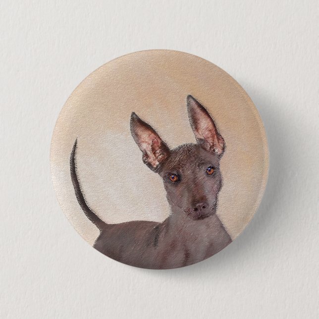 Xoloitzcuintli Painting - Cute Original Dog Art Button (Front)