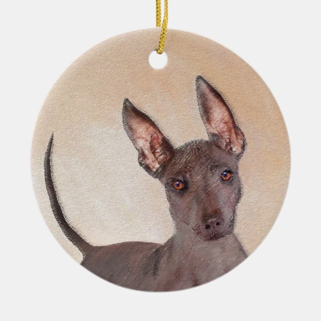 Xoloitzcuintli Painting - Cute Original Dog Art Ceramic Ornament (Front)