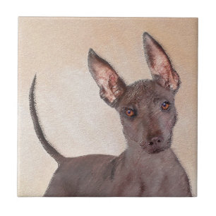 Xoloitzcuintli Painting - Cute Original Dog Art Ceramic Tile