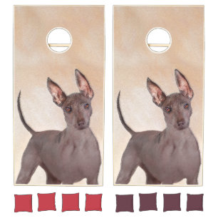 Xoloitzcuintli Painting - Cute Original Dog Art Cornhole Set