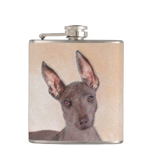 Xoloitzcuintli Painting - Cute Original Dog Art Flask