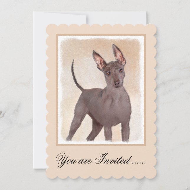 Xoloitzcuintli Painting - Cute Original Dog Art Invitation (Front)