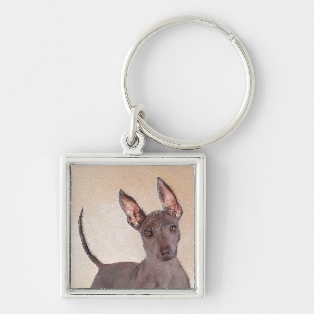Xoloitzcuintli Painting - Cute Original Dog Art Keychain (Front)