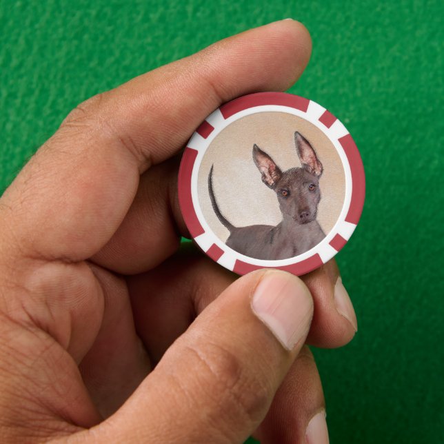 Xoloitzcuintli Painting - Cute Original Dog Art Poker Chips (Hand)