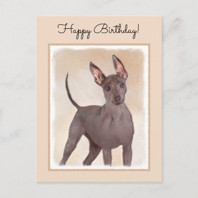 Xoloitzcuintli Painting - Cute Original Dog Art Postcard (Front)