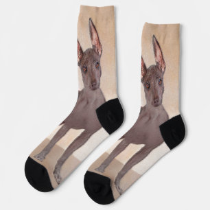 Xoloitzcuintli Painting - Cute Original Dog Art Socks
