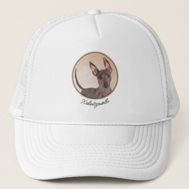 Xoloitzcuintli Painting - Cute Original Dog Art Trucker Hat (Front)
