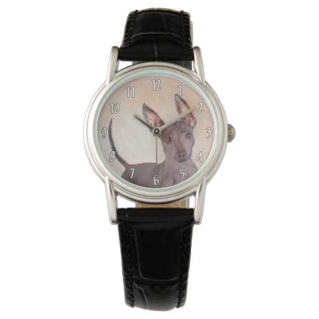 Xoloitzcuintli Painting - Cute Original Dog Art Watch (Front)