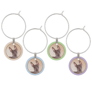 Xoloitzcuintli Painting - Cute Original Dog Art Wine Charm