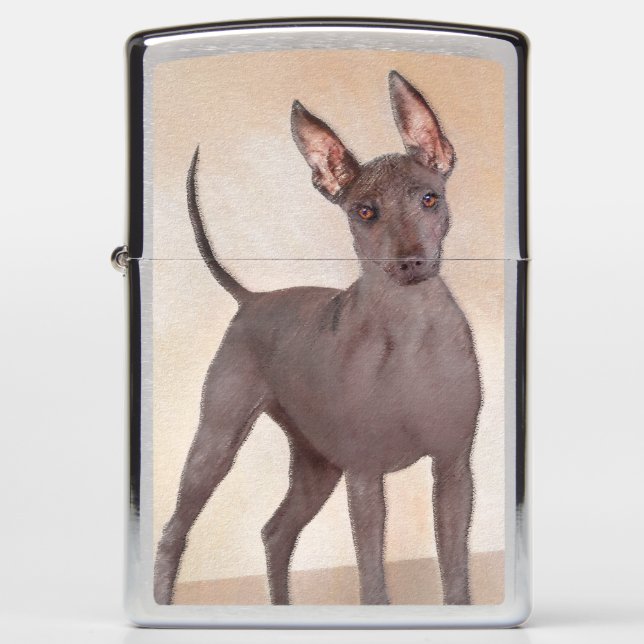 Xoloitzcuintli Painting - Cute Original Dog Art Zippo Lighter (Front)