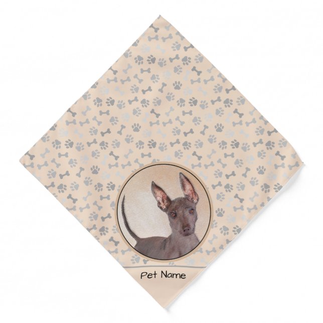 Xoloitzcuintli Painting Hairless Liver Red Dog Art Bandana (Front)