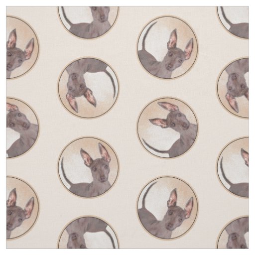 Xoloitzcuintli Painting Hairless Liver Red Dog Art Fabric