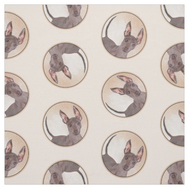 Xoloitzcuintli Painting Hairless Liver Red Dog Art Fabric (Swatch)