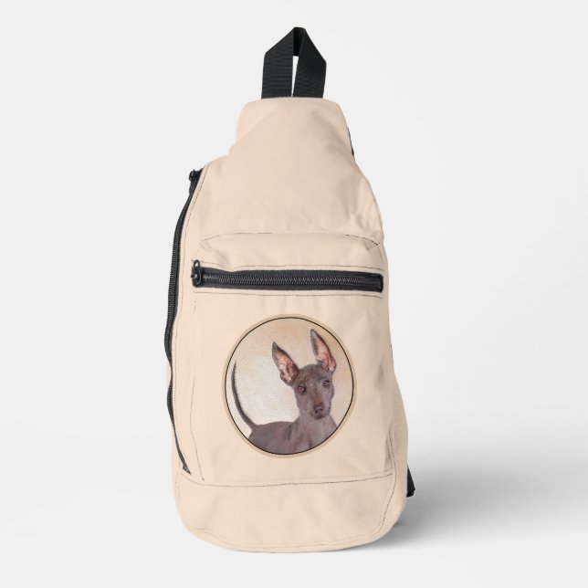 Xoloitzcuintli Painting Hairless Liver Red Dog Art Sling Bag (Front)