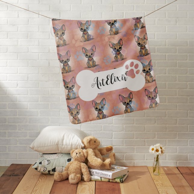 Xoloitzcuintli Pink Print Baby Blanket (In Situ)