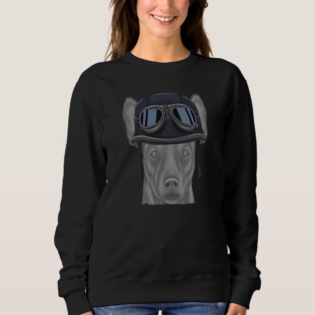 Xoloitzcuintli Wearing Vintage Motorcycle Helmet Sweatshirt (Front)