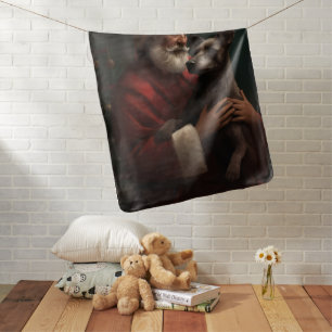 Xoloitzcuintli With Santa Claus Festive Christmas Baby Blanket