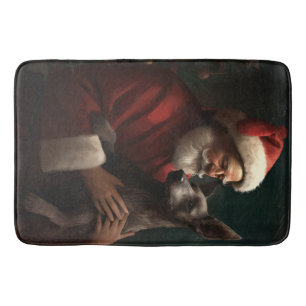 Xoloitzcuintli With Santa Claus Festive Christmas Bath Mat