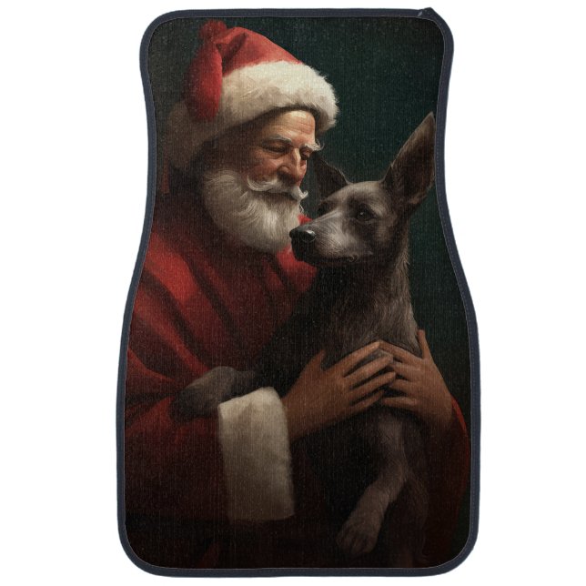 Xoloitzcuintli With Santa Claus Festive Christmas Car Floor Mat (Front)