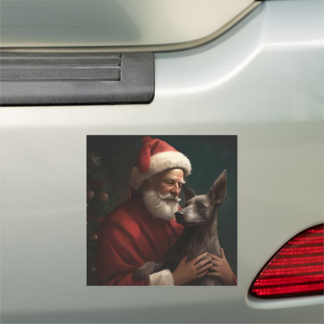 Xoloitzcuintli With Santa Claus Festive Christmas Car Magnet (In Situ)