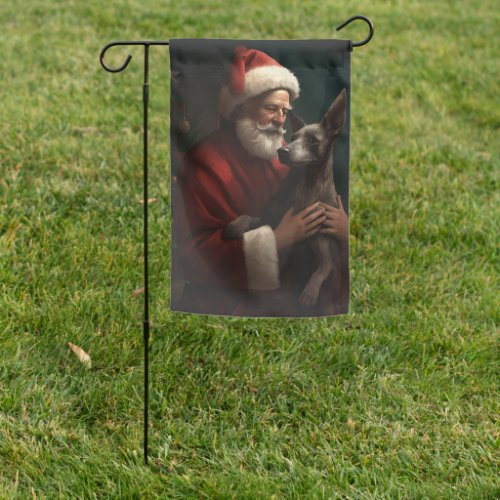 Xoloitzcuintli With Santa Claus Festive Christmas Garden Flag