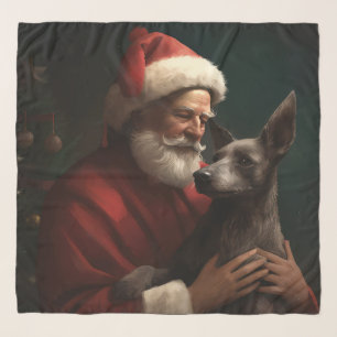 Xoloitzcuintli With Santa Claus Festive Christmas Scarf