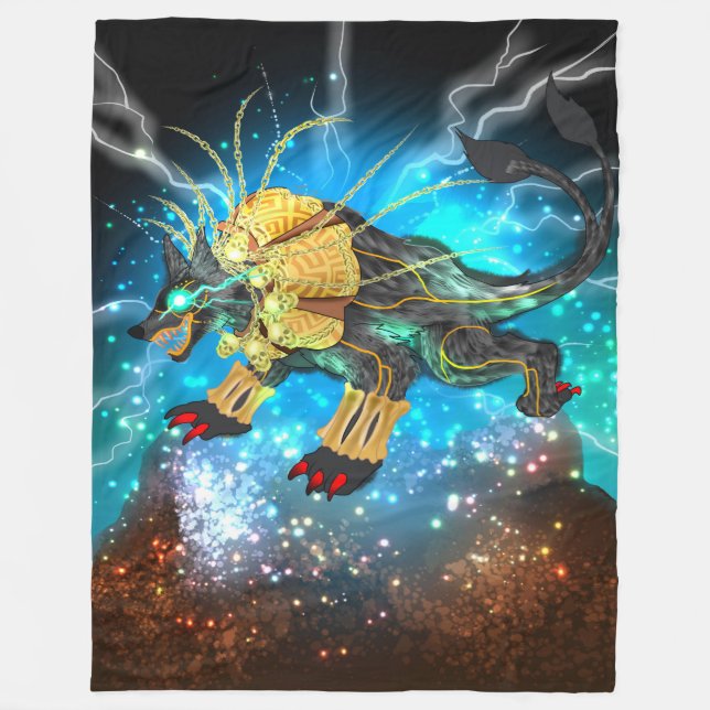 Xolotl the Aztec God Fleece Blanket (Front)