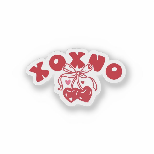 XOXNO Anti Valentine Coquette Heart Cherry Sticker (Front)