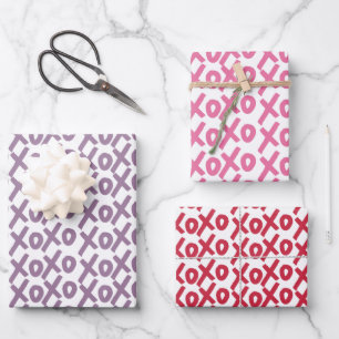 XOXO Aesthetic Purple, Pink, Red Love Preppy Wrapping Paper Sheets